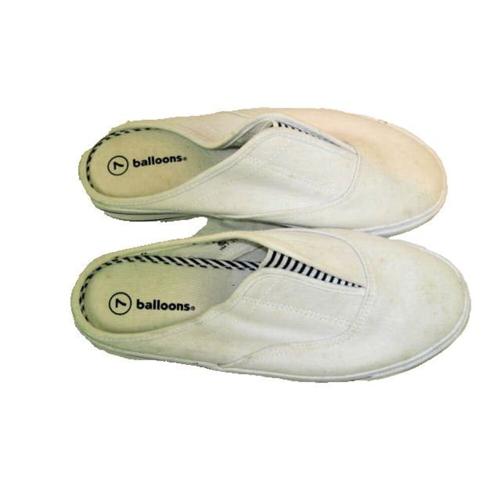 Womens NWT Balloons White Canvas Slip On Mule Style Casual Clogs Shoes sz 7